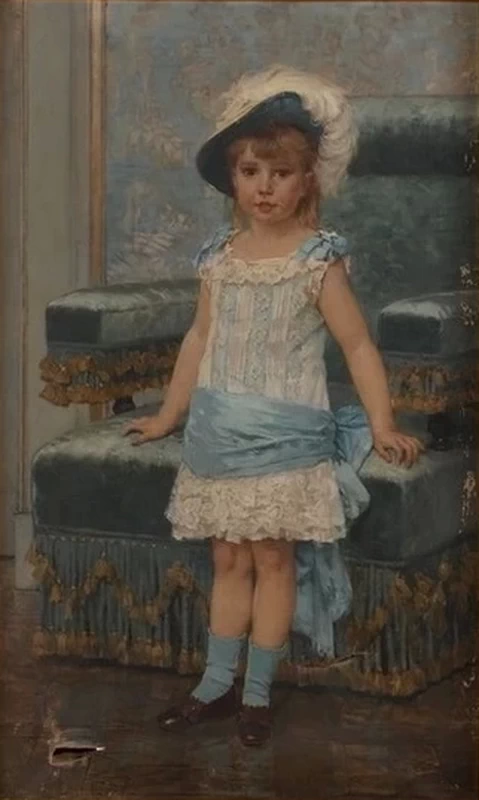 Bambina con piuma bianca